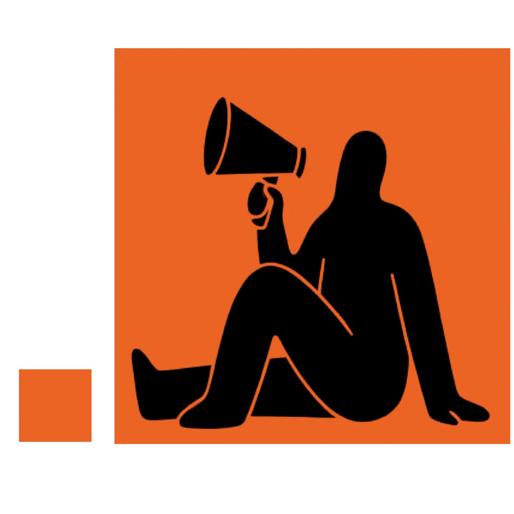 Umbra mascot calling out through a megaphone